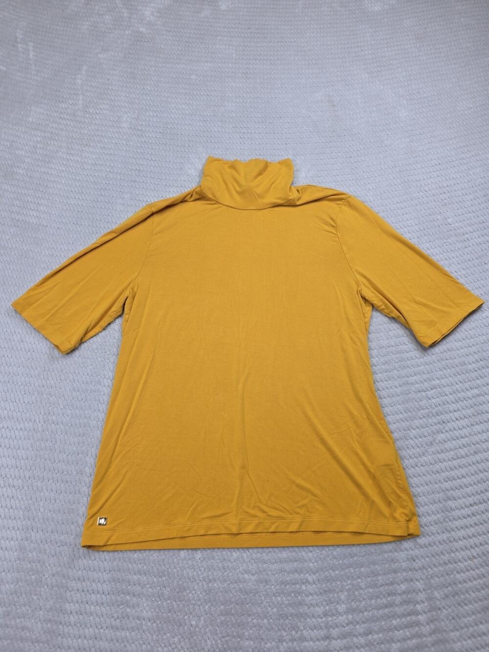 Lauren Ralph Lauren Shirt Womens XL Yellow Light Weight Half Sleeve Turtleneck
